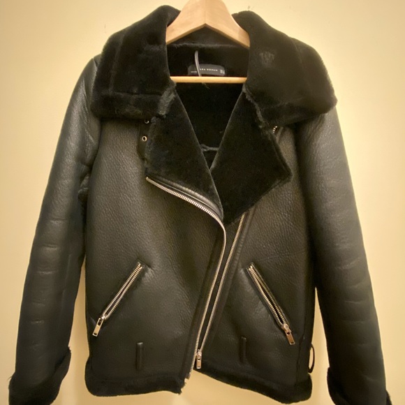 Zara Jackets & Blazers - Fur Moto Jacket Zara